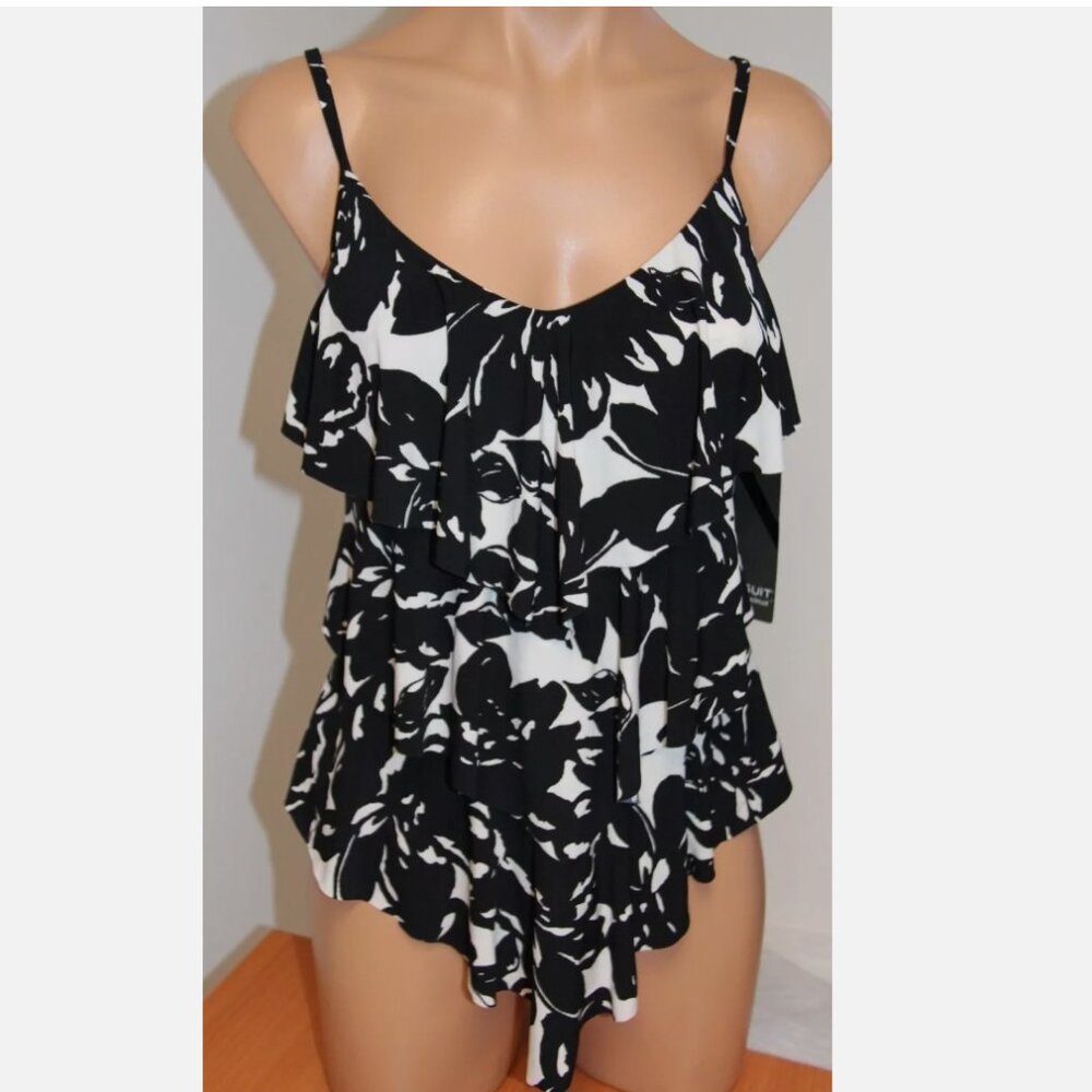 NWT Magic Suit by Miraclesuit Swimsuit Tankini Top sz 10 Black